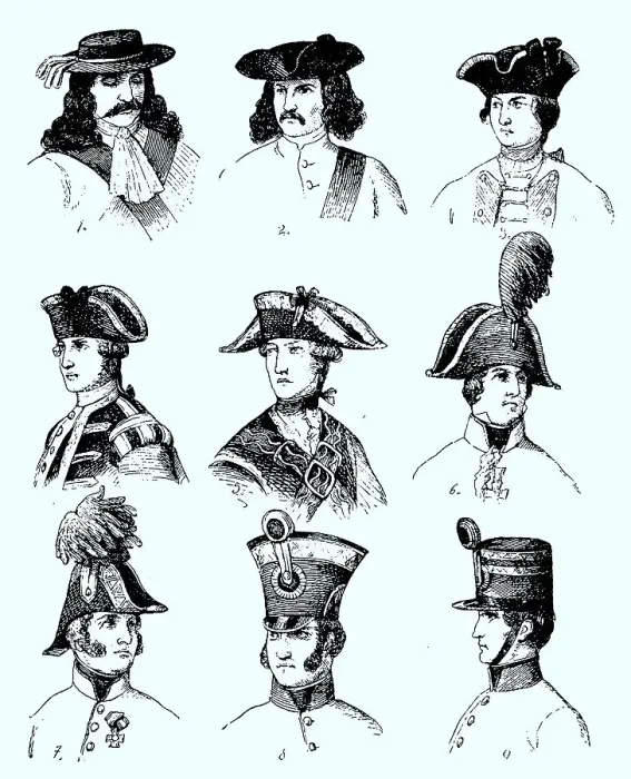 Framed Print : Military headdresses from 1670