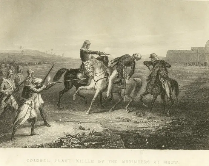 Framed Print : Military and munity mutiny views Colonel Platt Killed by the mutineers at Mhow, India, As ia Framed Print : Military and munity mutiny views Colonel Platt Killed by the mutineers at Mhow, India, As ia