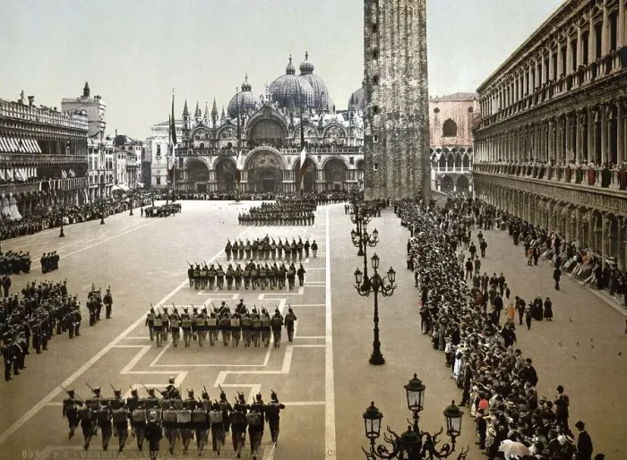 Framed Print : Military parade on St Mark's Place