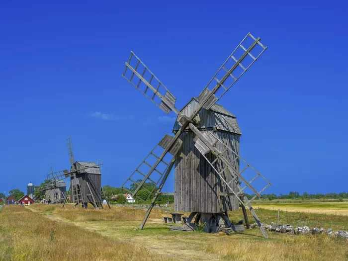 Framed Print : The mills of Lerkaka, five historic windmills