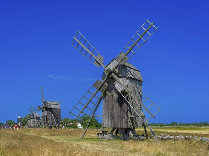 Framed Print : The mills of Lerkaka, five historic windmills