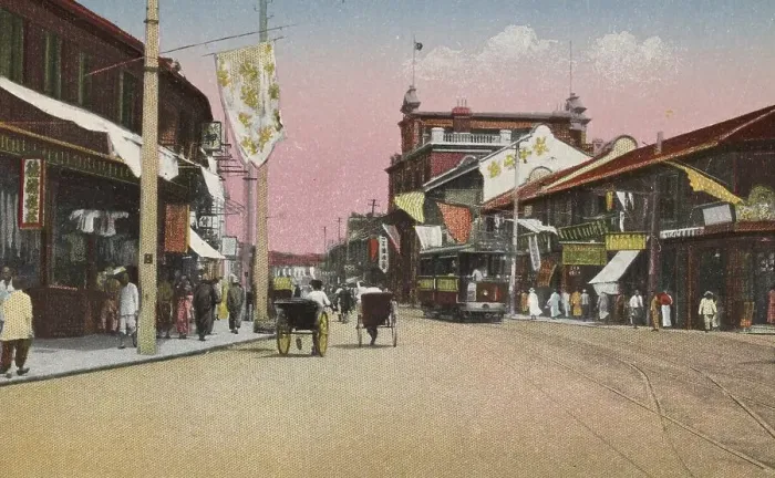 Framed Print : Mingkow Road in Shanghai, 1907