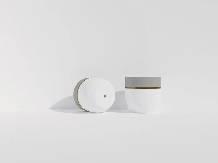 Framed Print : Minimalist containers in white and grey