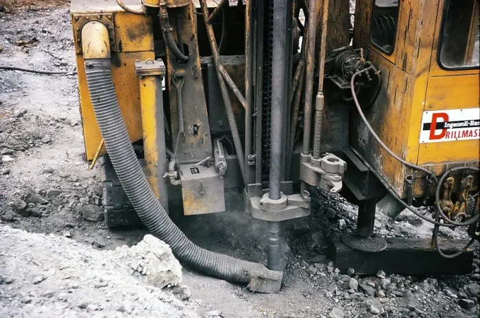 Framed Print : Mining in Cerro de Pasco, Peru, South America, around 1962 Drilling machine in the Mc Cune open-cast mine, South America