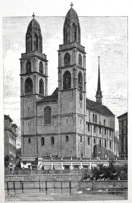 Framed Print : The Minster in Zurich, Switzerland