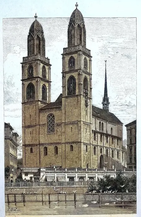 Framed Print : The Minster in Zurich, Switzerland