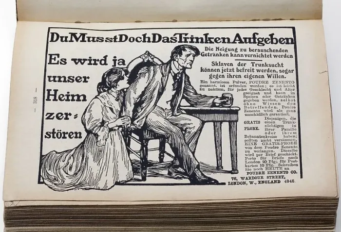 Framed Print : Miracle cure for alcoholism, advertisement in an illustrated German fleet calendar Framed Print : Miracle cure for alcoholism, advertisement in an illustrated German fleet calendar