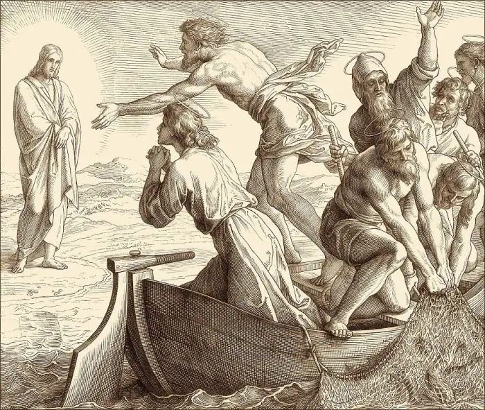 Framed Print : The Miraculous catch of fish, New Testament