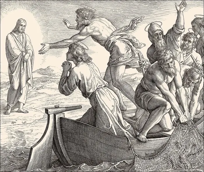 Framed Print : The Miraculous catch of fish, New Testament