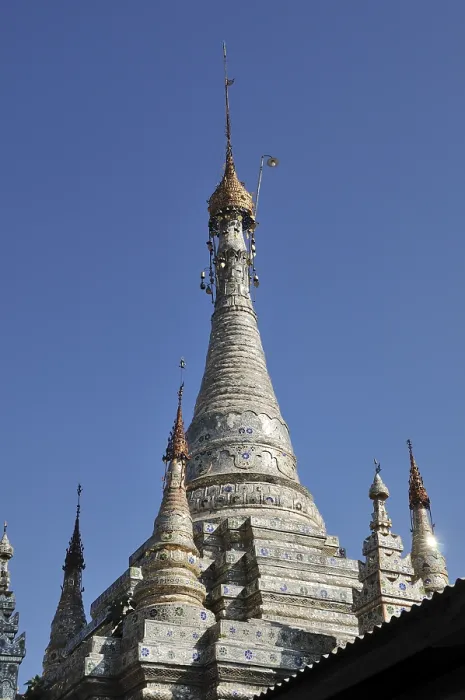 Framed Print : Mirror-tiled stupa or pagoda, Nyaung Shwe