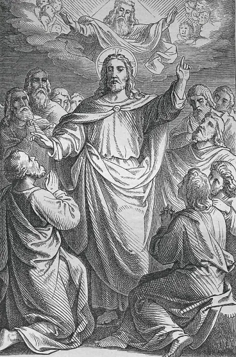 Framed Print : The mission of the Apostles, historic steel engraving from 1860