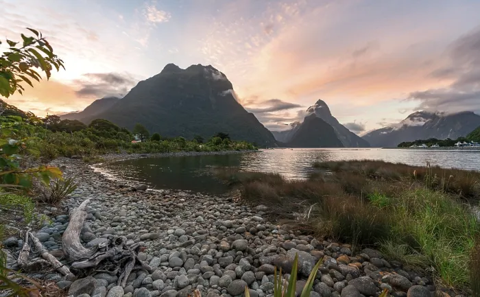 Framed Print : Mitre Peak and Mount Philipps, sunset