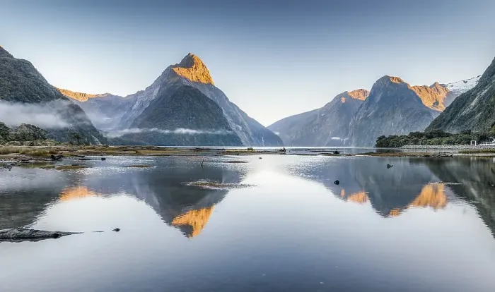 Framed Print : Mitre Peak is reflected in Milford Sound