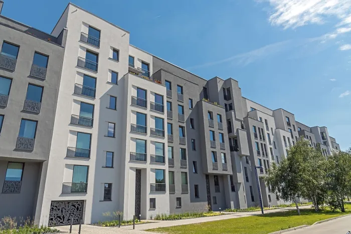 Framed Print : Modern apartment buildings seen in Berlin, Germany