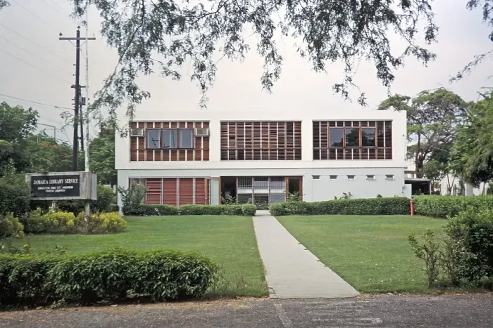 Framed Print : Modern architecture building of the Jamaica Library Services, Kingston and St Andrew, Jamaica, 1970, Central America Framed Print : Modern architecture building of the Jamaica Library Services, Kingston and St Andrew, Jamaica, 1970, Central America