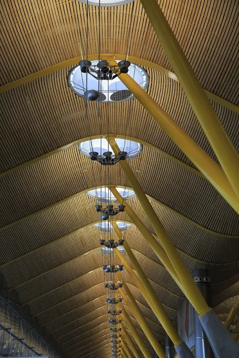Framed Print : Modern architecture ceiling interior of terminal 4 building