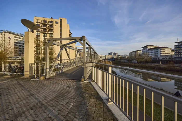 Framed Print : Modern architecture, footbridge