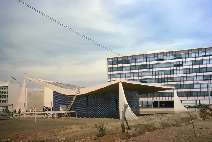 Framed Print : Modern architecture of the new church buildings in the capital Brasilia, Federal District, Brazil, 1962, South America