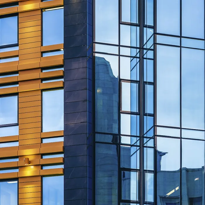 Framed Print : Modern high-rise office building with a glass facade