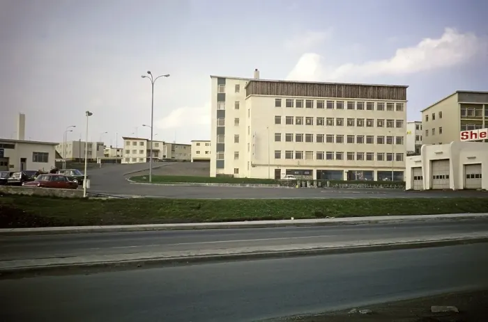 Framed Print : Modern industrial buildings, including a printing works, Reykjavik, Iceland 1972