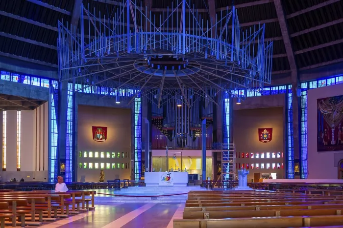 Framed Print : Modern interior of Roman Catholic cathedral church Framed Print : Modern interior of Roman Catholic cathedral church