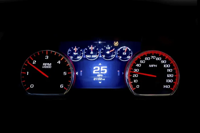 Framed Print : Modern light car mileage (dashboard) Framed Print : Modern light car mileage (dashboard)