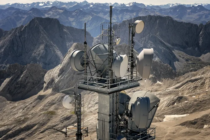 Framed Print : Modern transmission mast on the summit of the Zugspitze