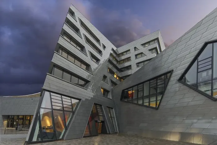 Framed Print : Modern university building by the American architect Daniel Liebeskind