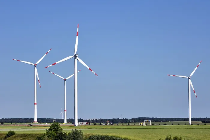Framed Print : Modern wind turbines in a rural region in Germany Framed Print : Modern wind turbines in a rural region in Germany