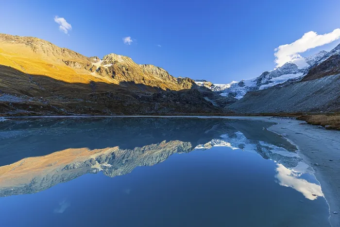 Framed Print : The Moiry glacier and mountain peaks are reflected in Lac de Chateaupre Framed Print : The Moiry glacier and mountain peaks are reflected in Lac de Chateaupre