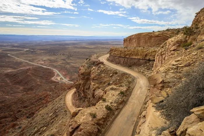 Framed Print : Moki Dugway leads in serpentines through the steep face of the Cedar Mesa