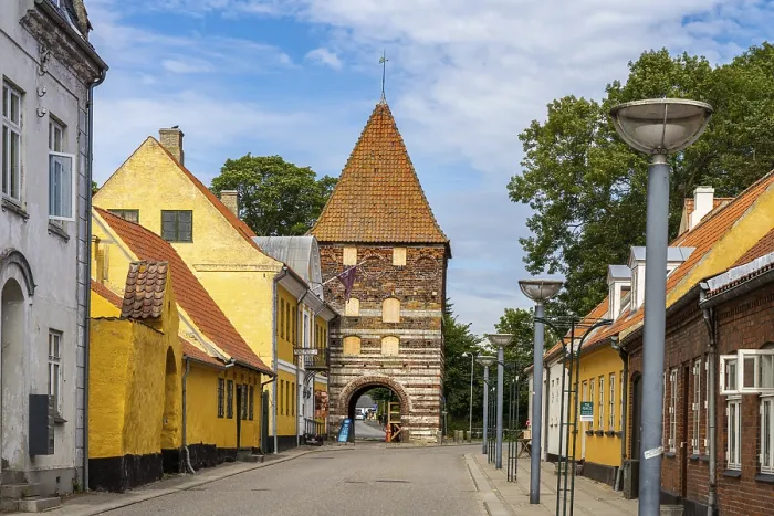Framed Print : The Molleporten mill gate in the main town of Stege