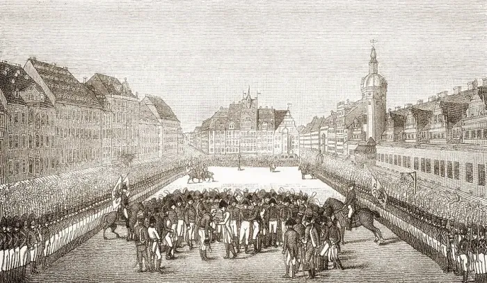 Framed Print : The monarchs and generals at the market place in Leipzig on 19 Framed Print : The monarchs and generals at the market place in Leipzig on 19