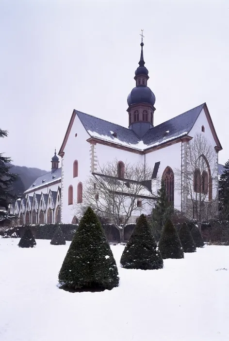Framed Print : Monastery church, view from the south-east in the snow
