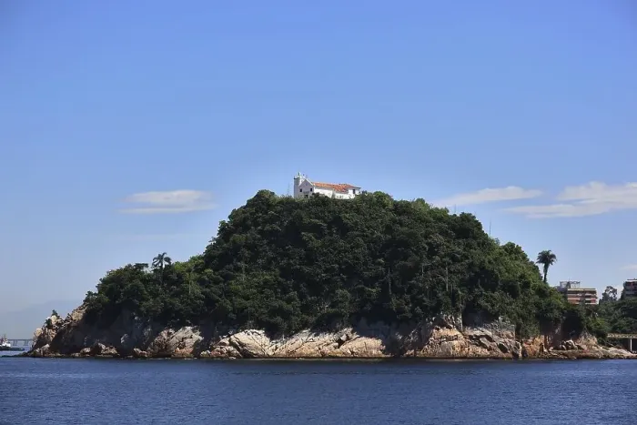 Framed Print : Monastery island off Niteroi, Rio de Janeiro