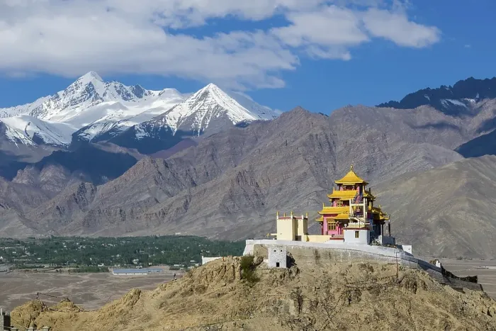 Framed Print : The monastery Samdok Palgeri Gompa on a hill high above Choglomsar