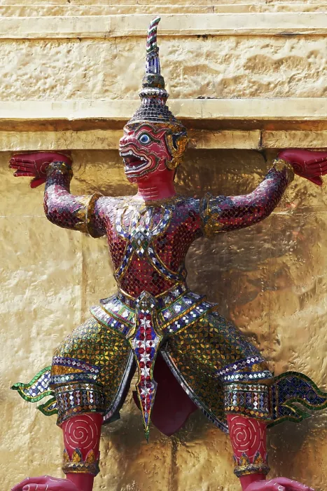 Framed Print : Monkey figure as caryatide, mythical warriors from Ramacia