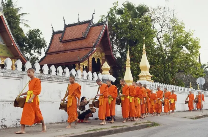 Framed Print : Monks on their morning alms round Framed Print : Monks on their morning alms round