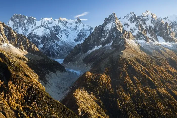 Framed Print : Mont Blanc massif with the Mer de Glace glacier in Chamonix Framed Print : Mont Blanc massif with the Mer de Glace glacier in Chamonix