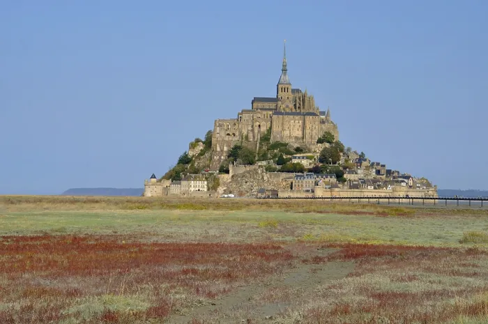 Framed Print : Mont Saint Michel and salt marshes in France