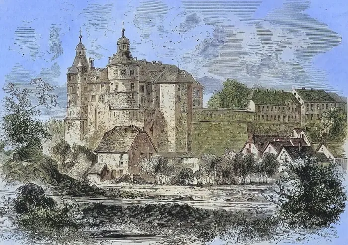 Framed Print : Montbeliard Castle, illustrated war history
