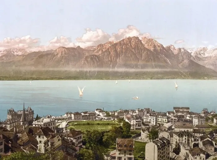 Framed Print : Montreux, Savoy Mountains, Geneva Lake Framed Print : Montreux, Savoy Mountains, Geneva Lake