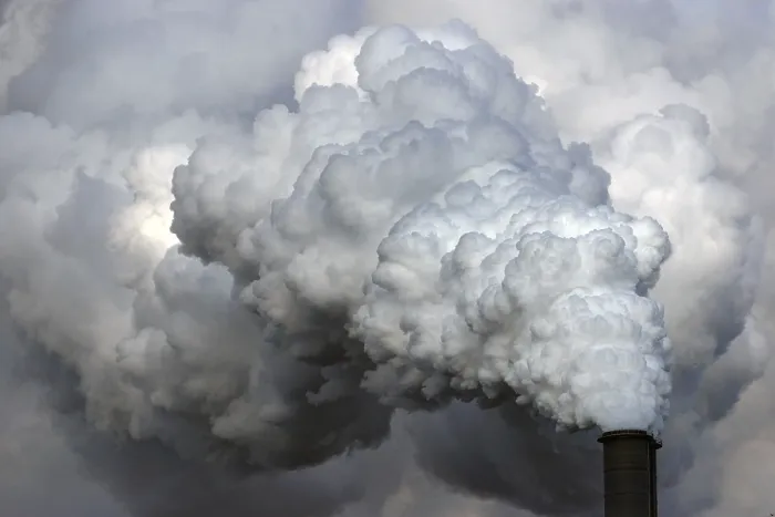 Framed Print : Moorburg power plant, chimney with exhaust cloud