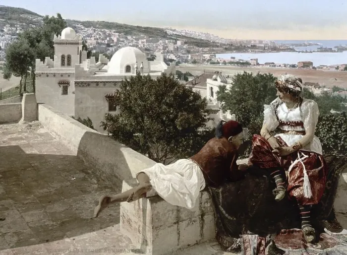 Framed Print : Moorish Woman and Child on a Terrace