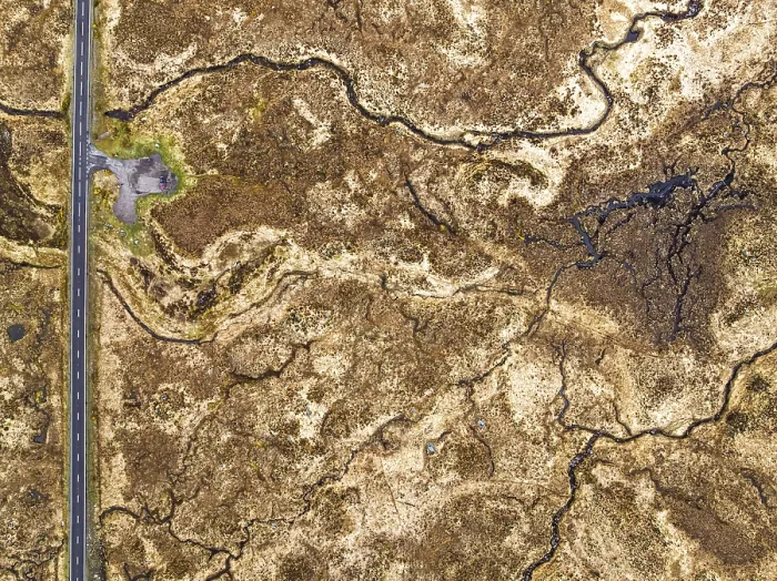 Framed Print : Top Down over Moors and Road A82 over Glencoe Valley from a drone Framed Print : Top Down over Moors and Road A82 over Glencoe Valley from a drone