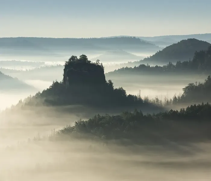 Framed Print : Morning atmosphere in the Elbe Sandstone Mountains
