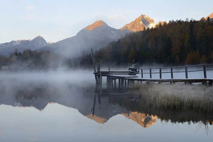 Framed Print : Morning atmosphere at Lake Staz near St