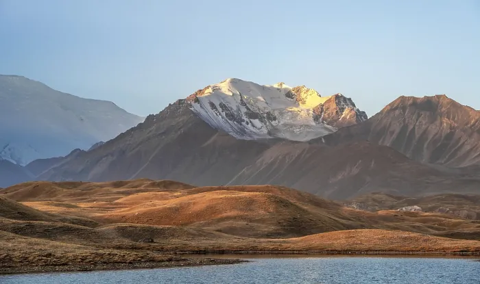 Framed Print : Morning atmosphere, mountains in front of a mountain lake