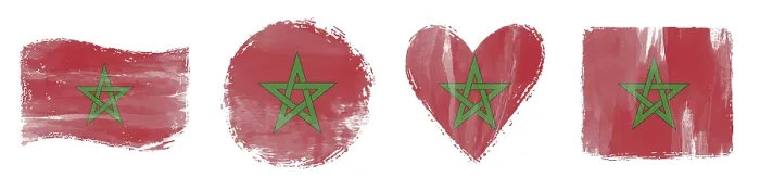 Framed Print : Morocco Flag Set Brush Stroke Shapes on White