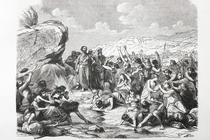 Framed Print : Moses beats at the rocks in Horeb